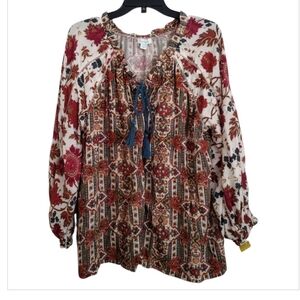 Sundance Multicolor Floral Bohemian Long Sleeved Top Size PXL